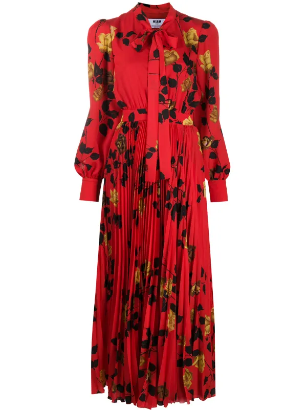 red rose print dress