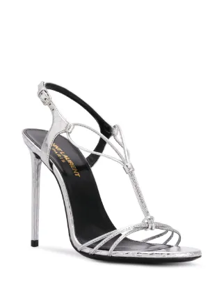 saint laurent robin metallic strappy sandals