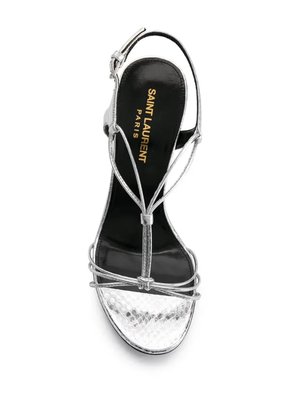 saint laurent robin metallic strappy sandals