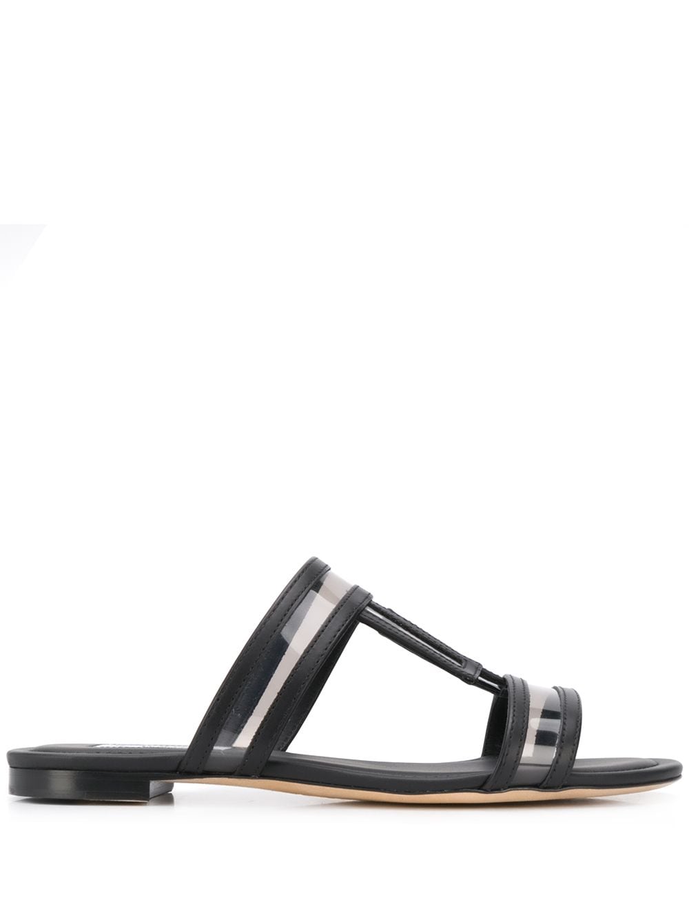 Tod's Flat Leather Sandals In Black