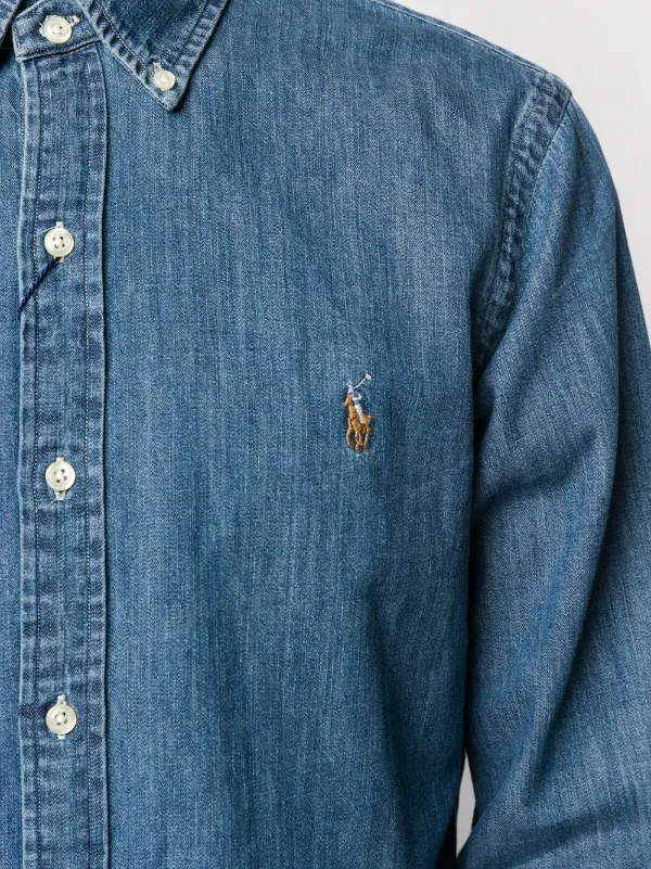 Shop Polo Ralph Lauren button-down logo denim shirt with Express Delivery -  FARFETCH