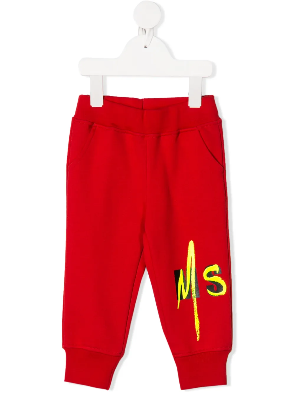Msgm Babies' Logo Print Track Trousers In Red