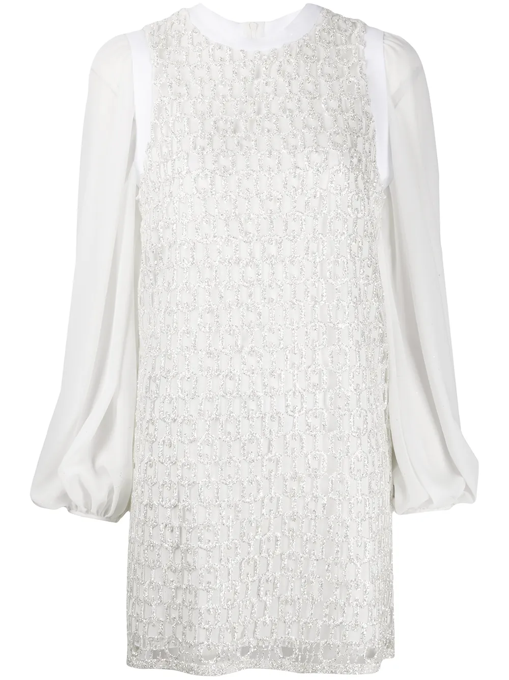 Giamba Glitter Panel Mini Dress In White