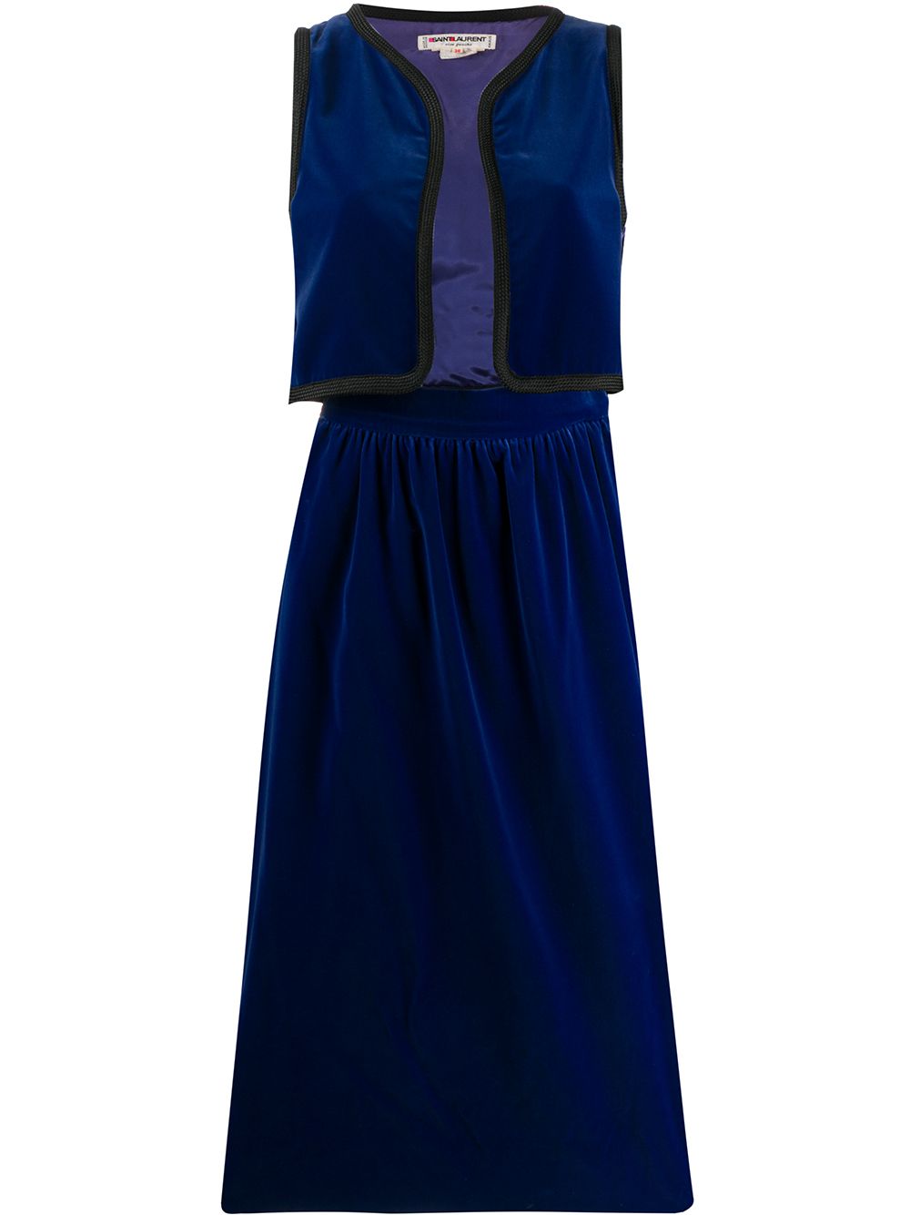 Pre-owned Saint Laurent Straight Skirt And Vest Set In Blue