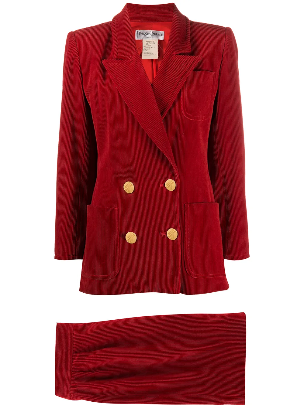 Click to view more detailed imagery on our partner's website Saint Laurent Double-breasted Skirt Suit In Red