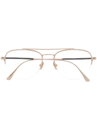 TOM FORD Eyewear Half Frame Aviator Glasses - Farfetch