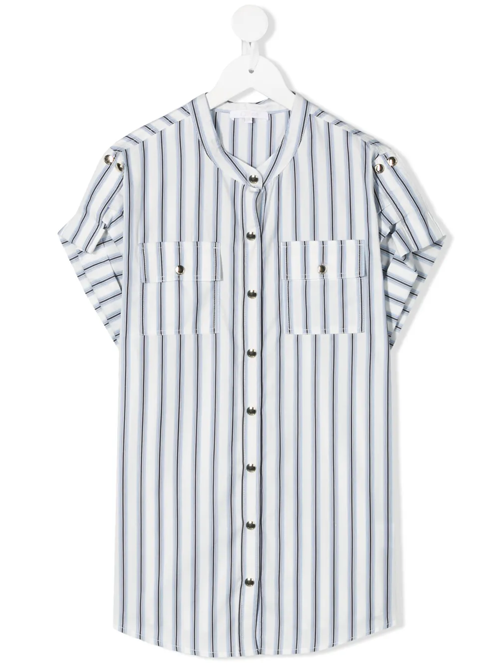 Chloé Teen Short-sleeved Striped Dress In 白色