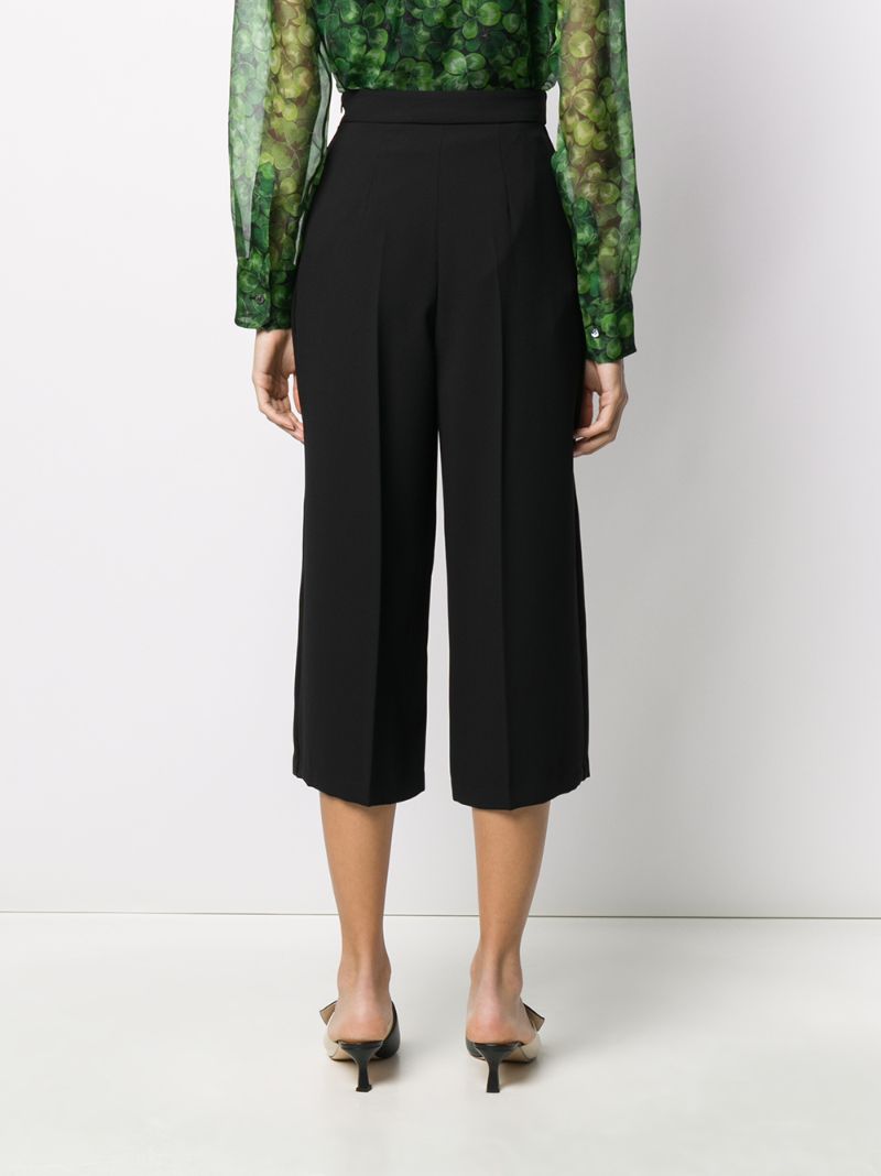 Shop Elisabetta Franchi High Rise Cropped Trousers In Black