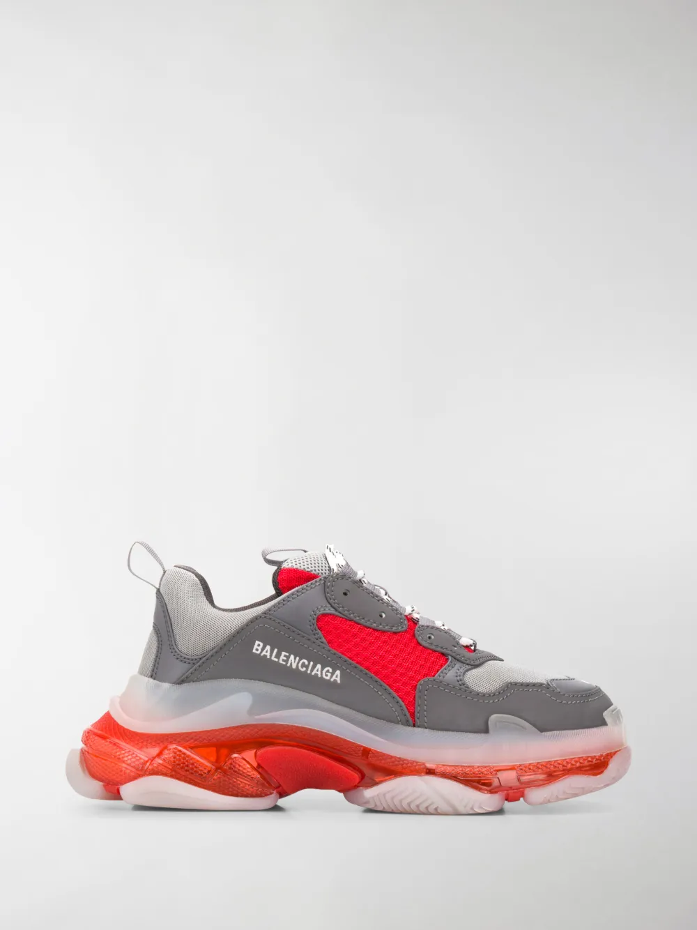 Balenciaga Mens Triple S Leather And Mesh Trainers In Grey