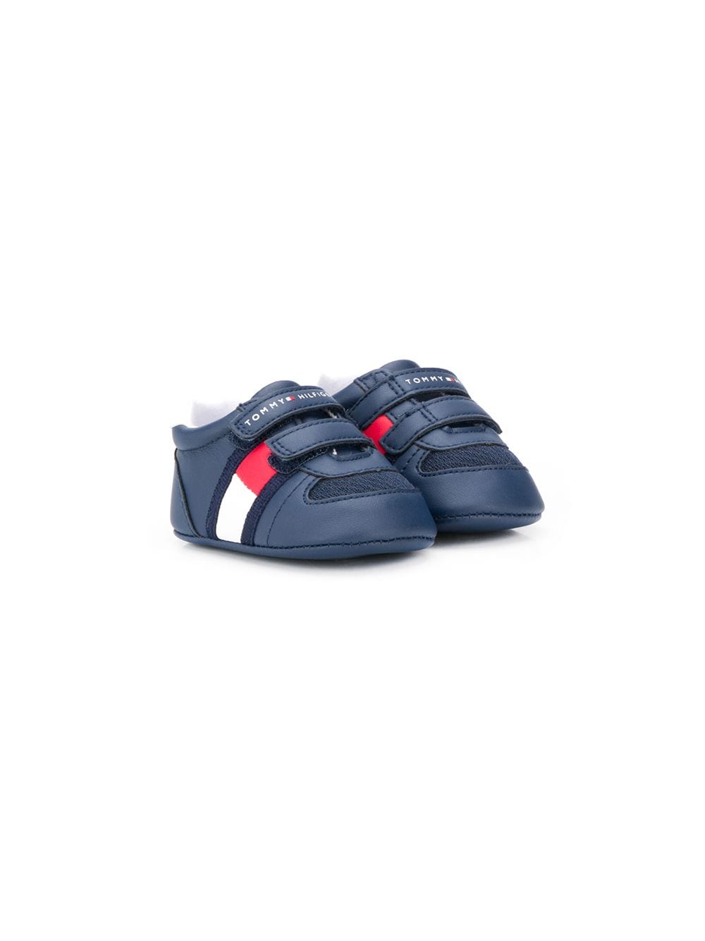 Shop Tommy Hilfiger Junior Round Toe Logo Detail Sneakers In Blue