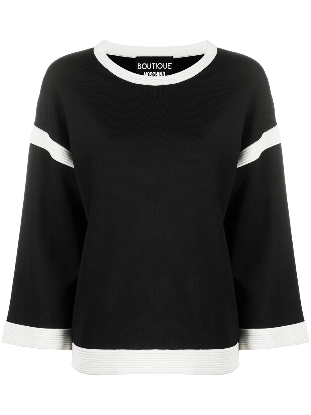 Boutique Moschino Knitted Two Tone Jumper In Black