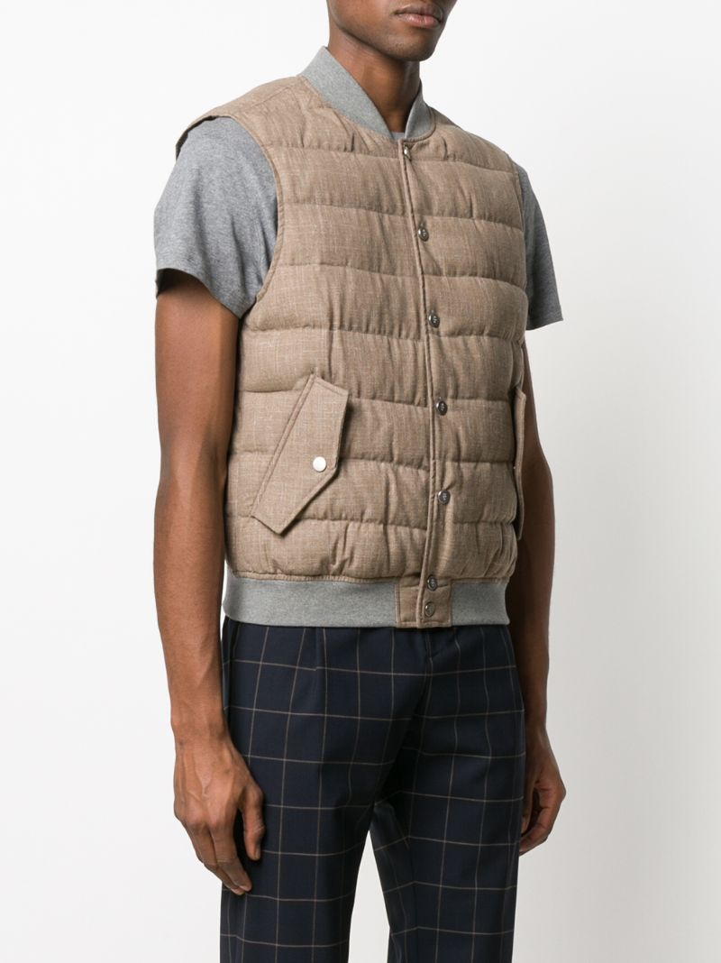 Shop Eleventy Sleeveless Puffer Vest In Brown