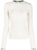 Aries monogram long-sleeved tulle top - Neutrals