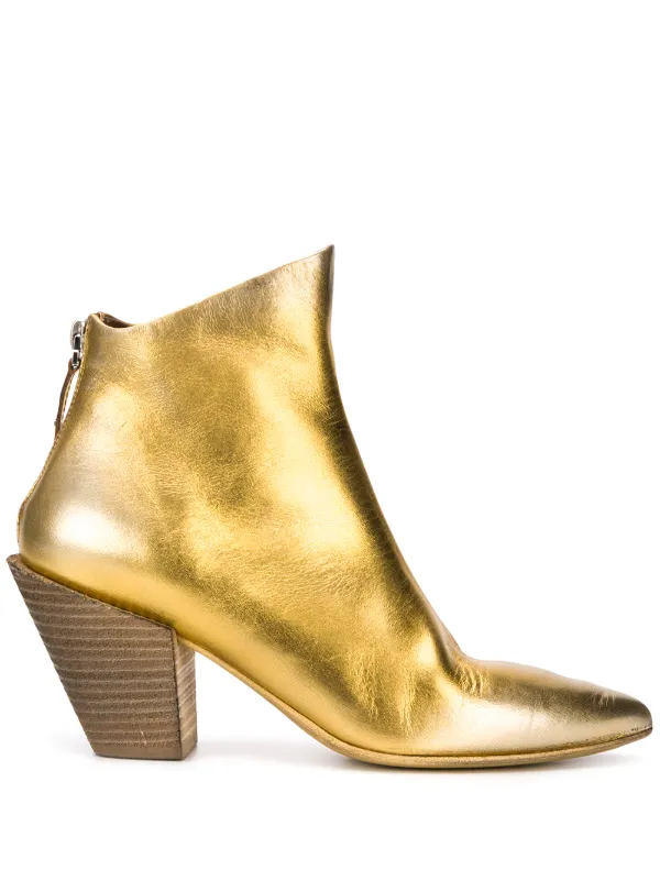 gold pointed toe booties