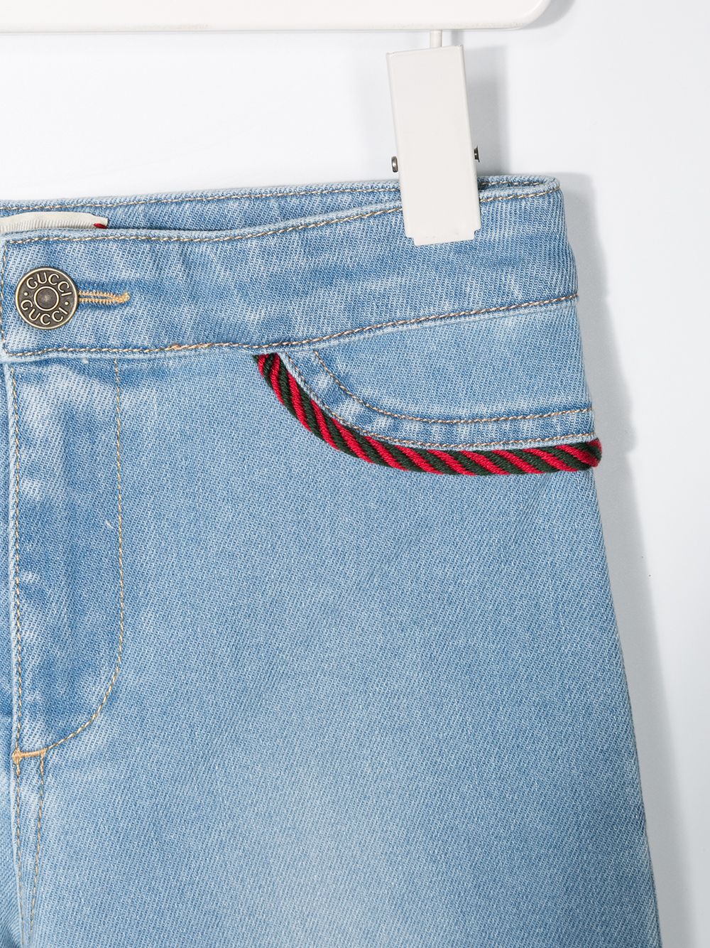 фото Gucci kids джинсы прямого кроя с контрастной окантовкой