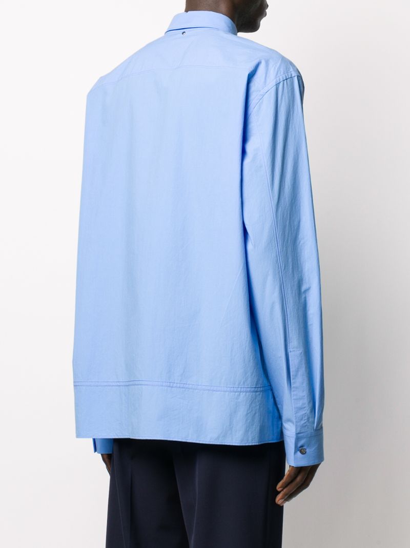 Shop Oamc Seam Detail Cotton Shirt In Blue