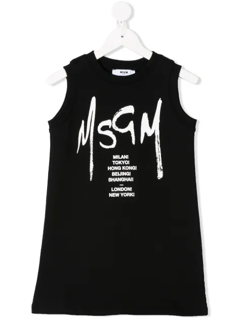 MSGM Kids sleeveless logo print dress