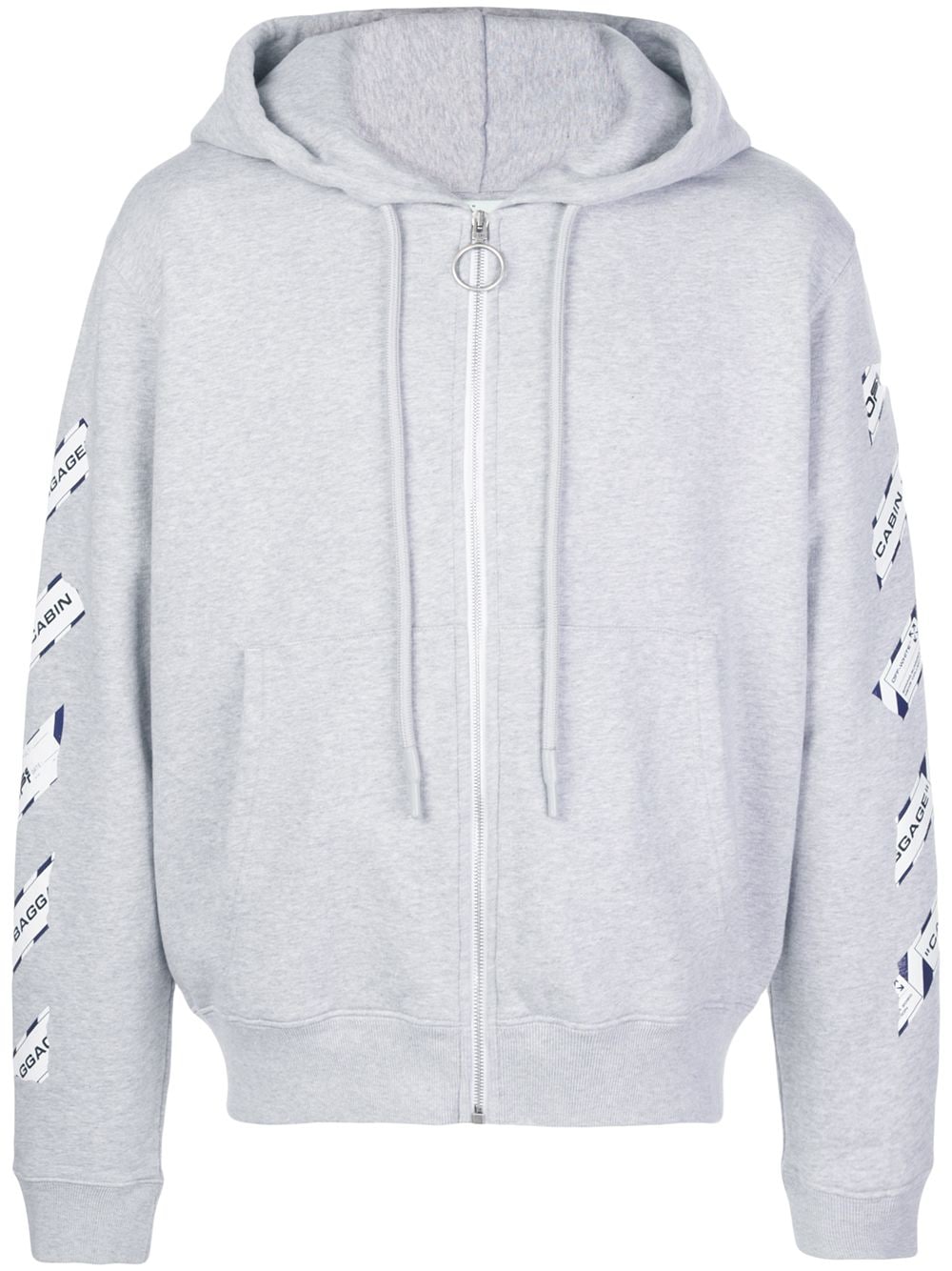 Off-white Airport Tape Zipped Hoodie In Grey | ModeSens