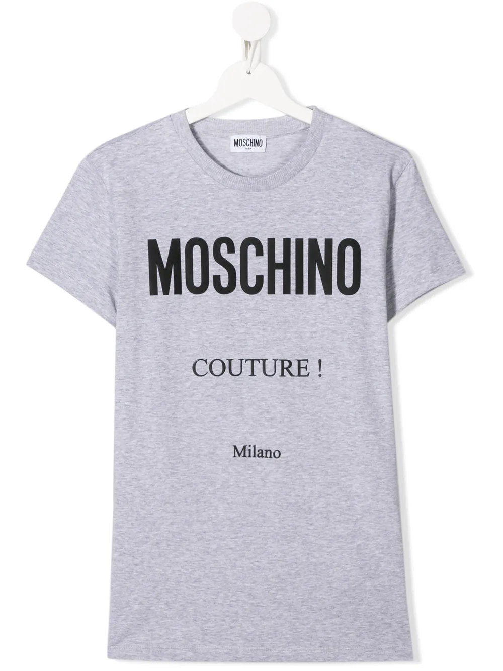Moschino Teen Logo-print Crew Neck T-shirt In Grey