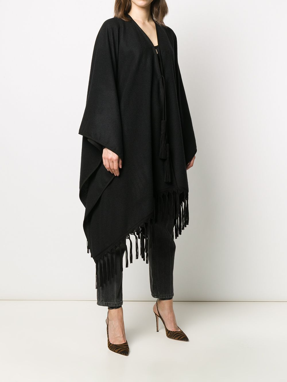 Saint Laurent Cashmere Fringed Poncho - Farfetch