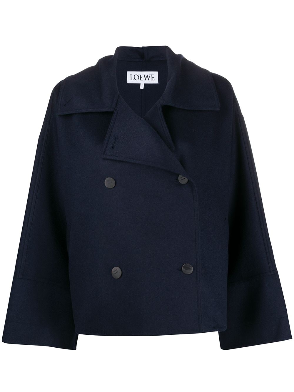 Loewe Double Breasted Boxy Peacoat In Blue