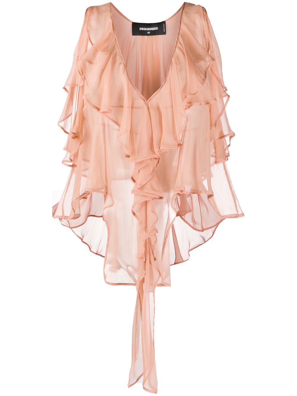 DSQUARED2 SHEER RUFFLED TANK TOP