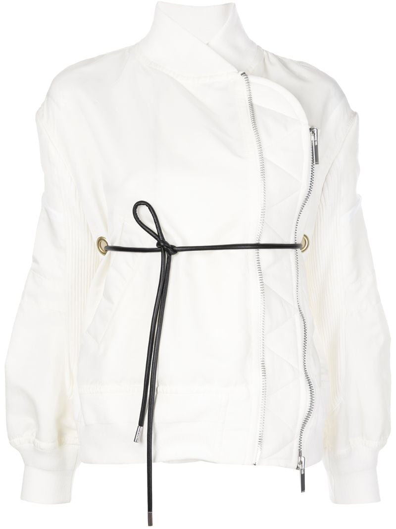 Sacai Wrap-around Bomber Jacket In White