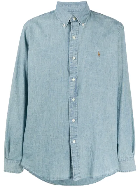 Polo Ralph Lauren camisa con logo bordado y tejido cambray
