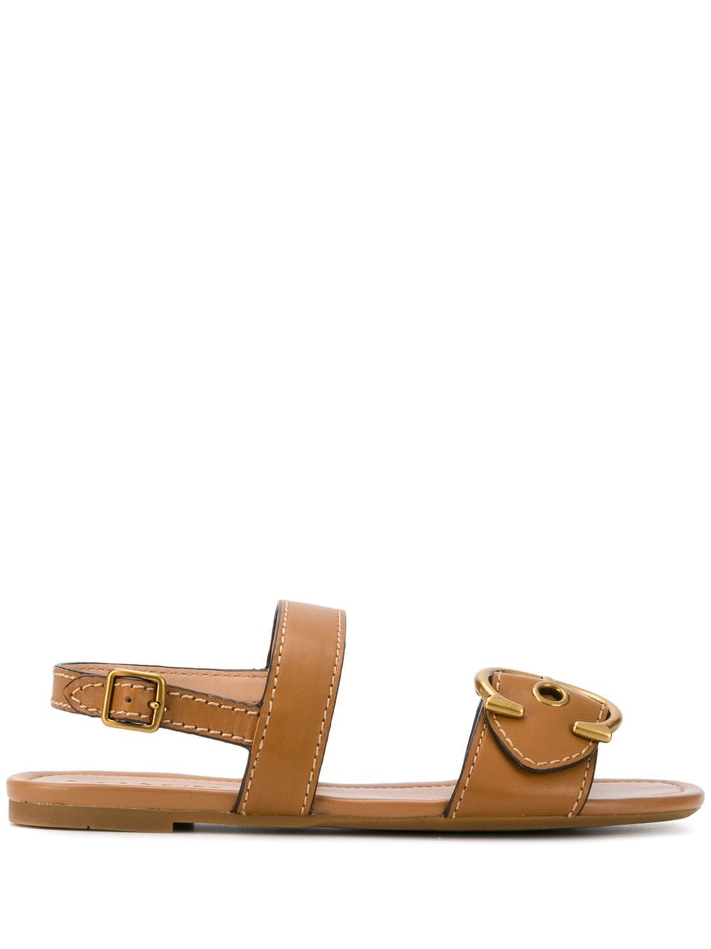 Coach Jen C buckle Leather Slingback Sandals In Light Saddle