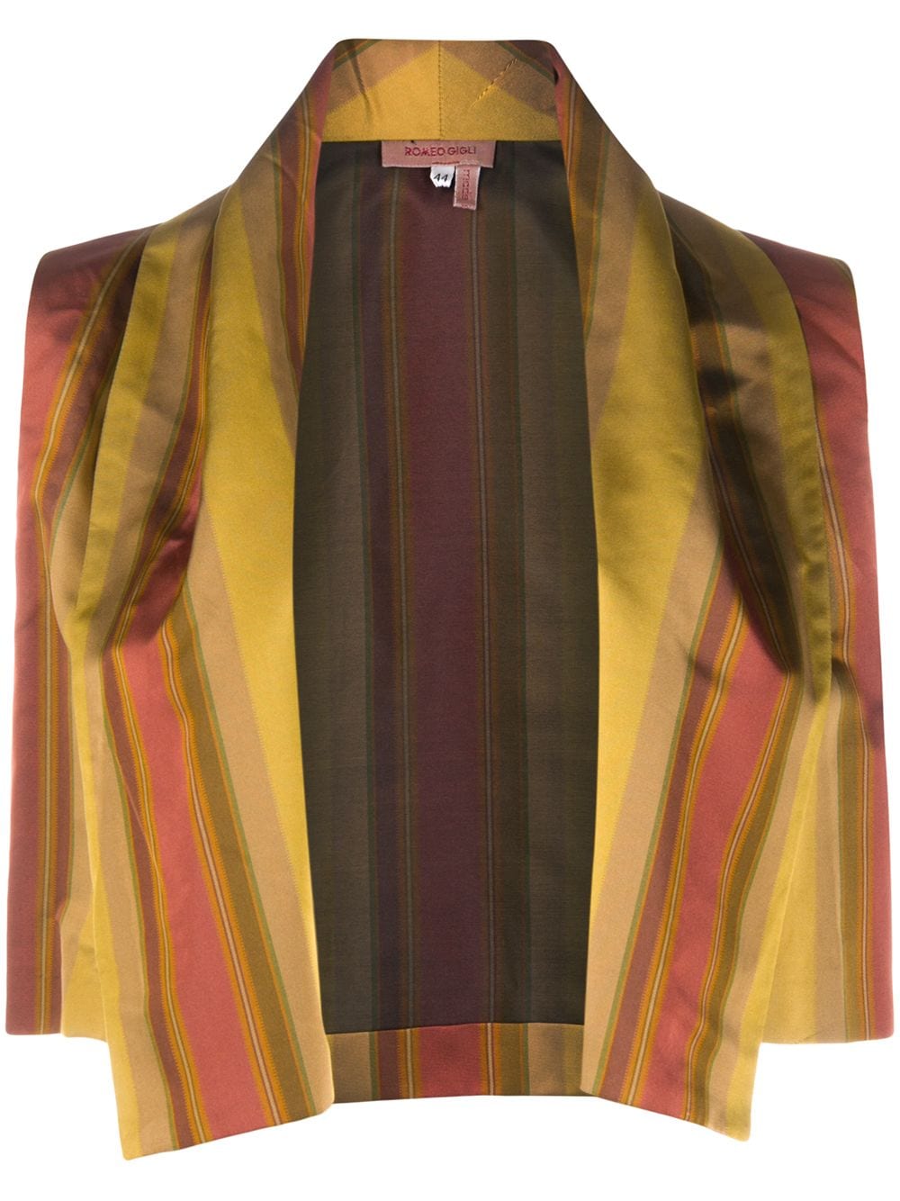 Pre-owned Romeo Gigli 1990s Striped Open Vest In Yellow