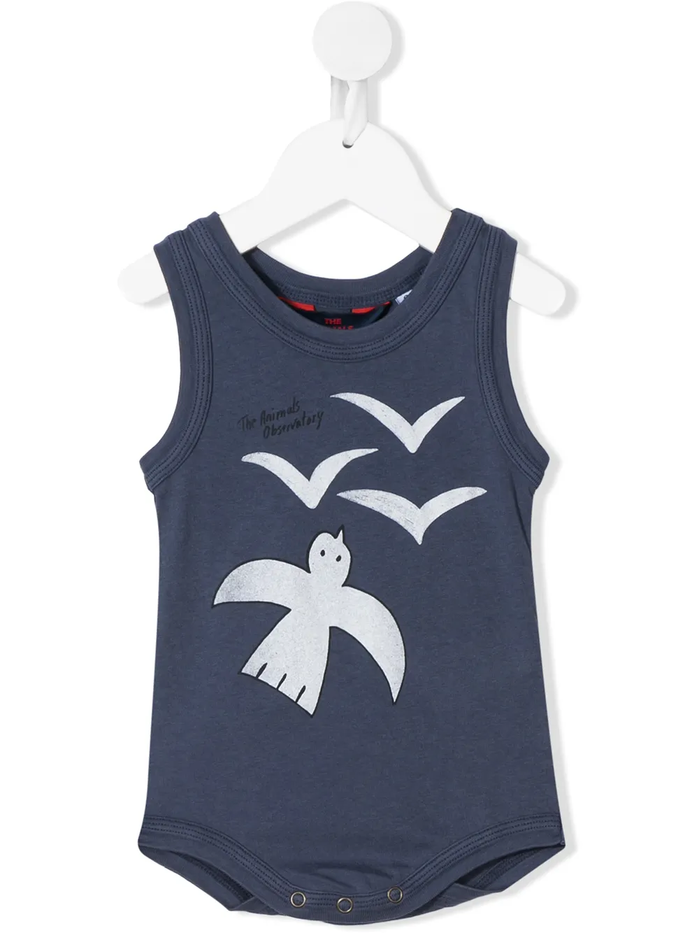 The Animals Observatory Babies' Turtle Bird-print Cotton Body In Blue