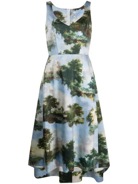 Comme Des Garçons vestido acampanado con paisaje estampado