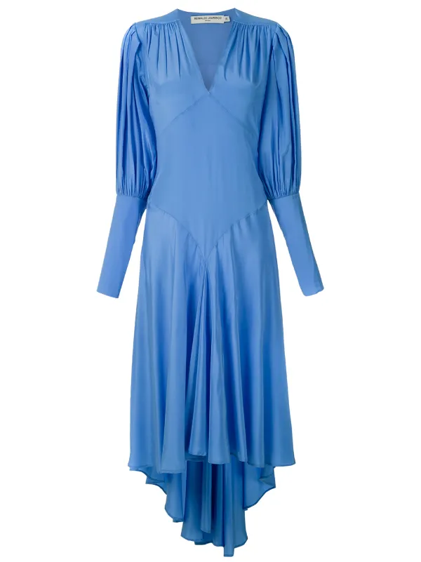 blue silk midi dress