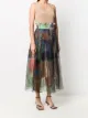 Quetsche pleated print-layered skirt