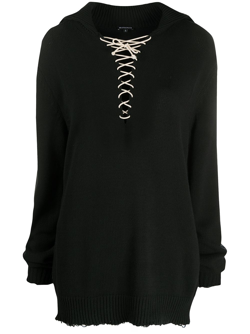 ANN DEMEULEMEESTER OVERSIZED LACE-UP JUMPER