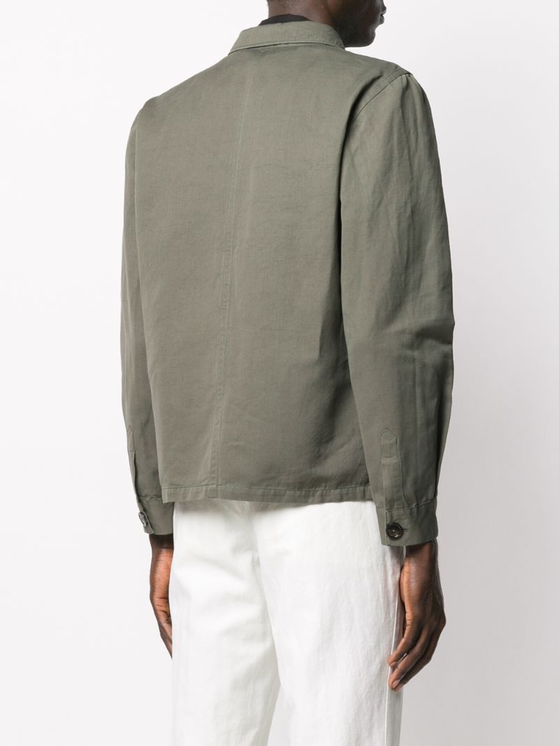 Shop Lardini Buttoned Long-sleeved Jacket In Green