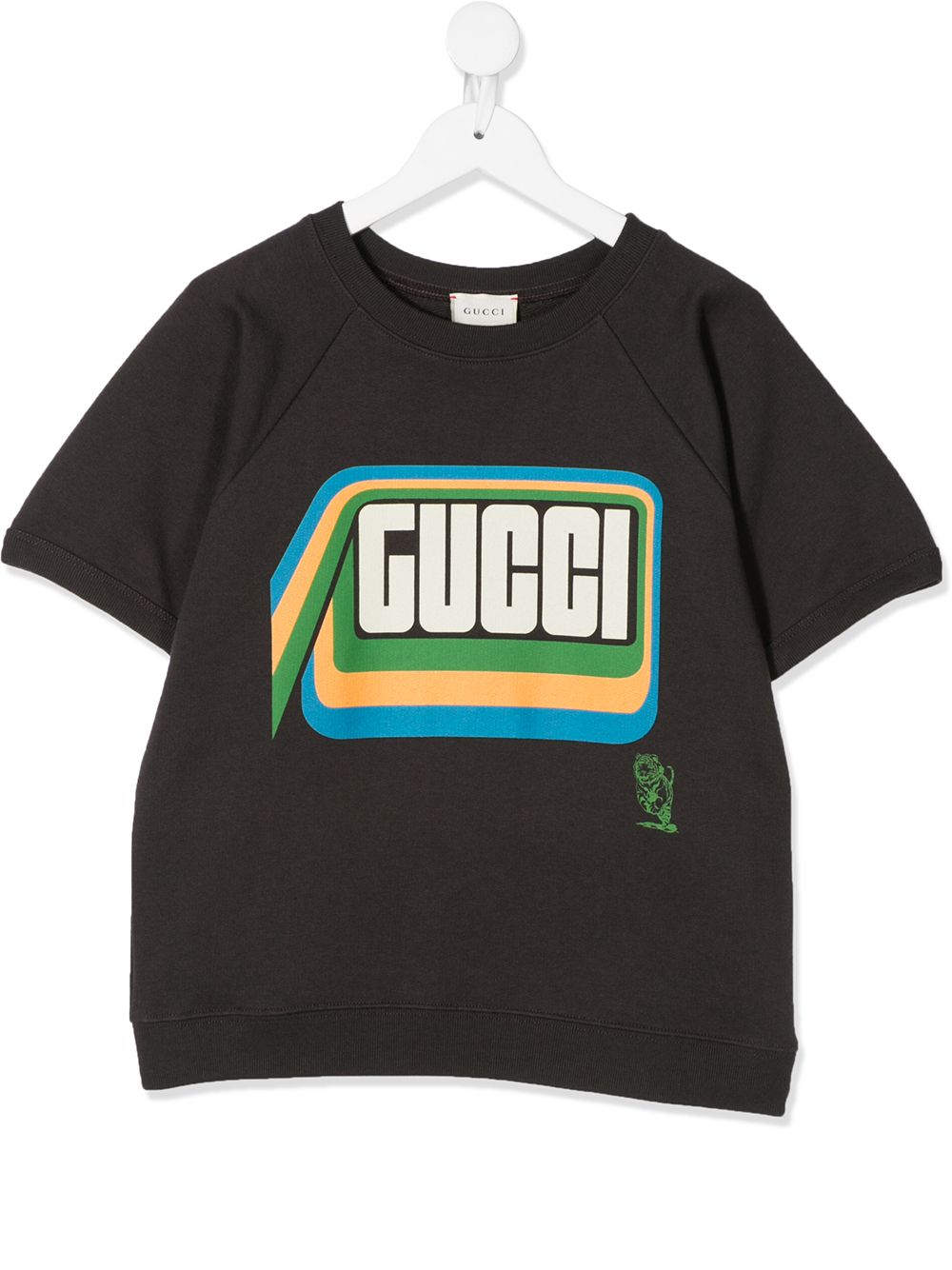 фото Gucci kids толстовка с логотипом и короткими рукавами
