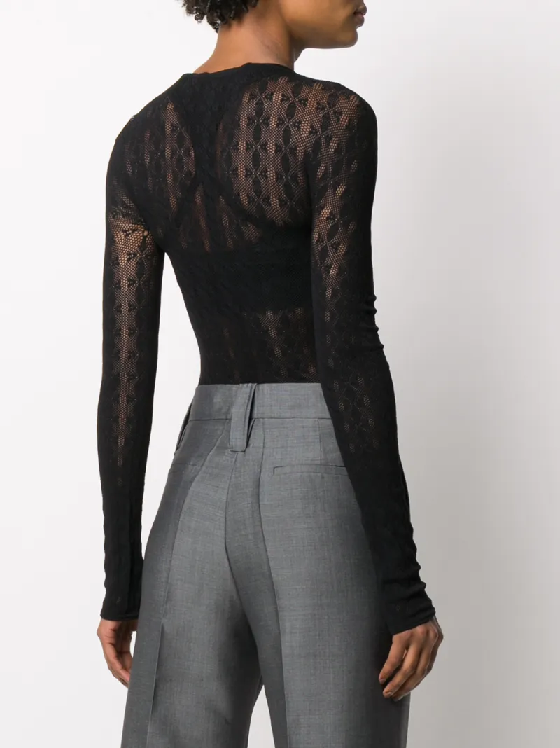 a knit open lock bodysuit in 001 black