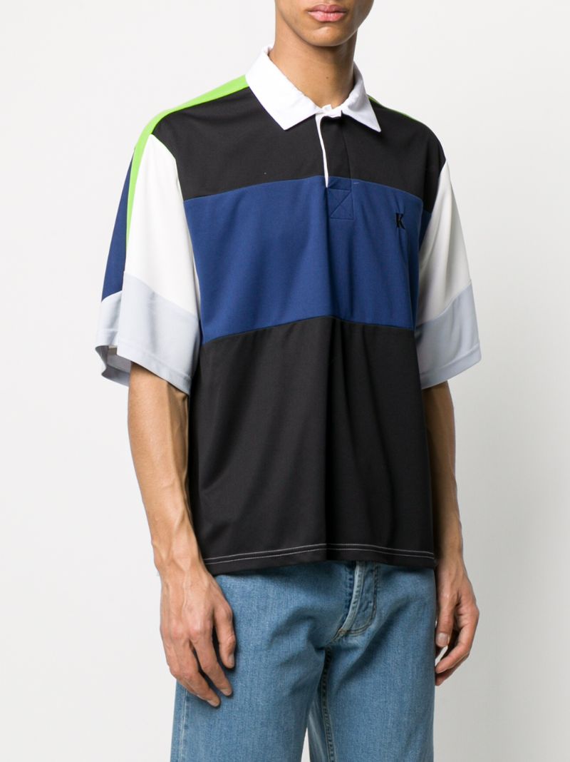 Shop Koché Colour Block Polo Shirt In Black