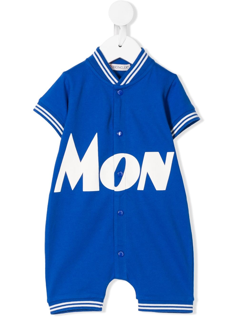 Moncler Babies' Logo Print Romper In 蓝色