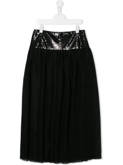 Balmain Kids TEEN sequin-embroidered pleated skirt