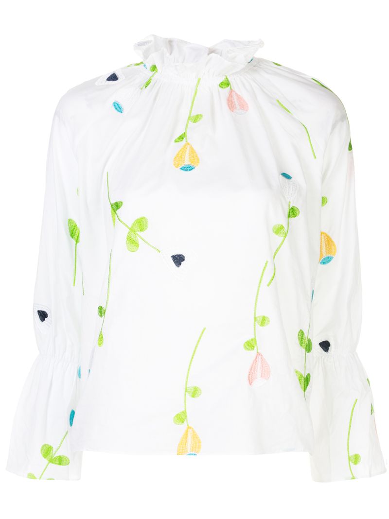 Shop Cynthia Rowley Aurelia Embroidered Blouse In White