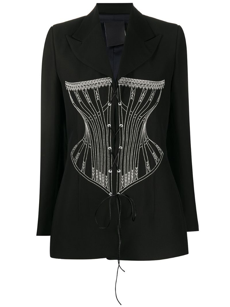 Shop Seen Users Embroidered Corset Blazer In Black