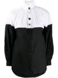 Seen Users ruffled-neck two-tone shirt - White