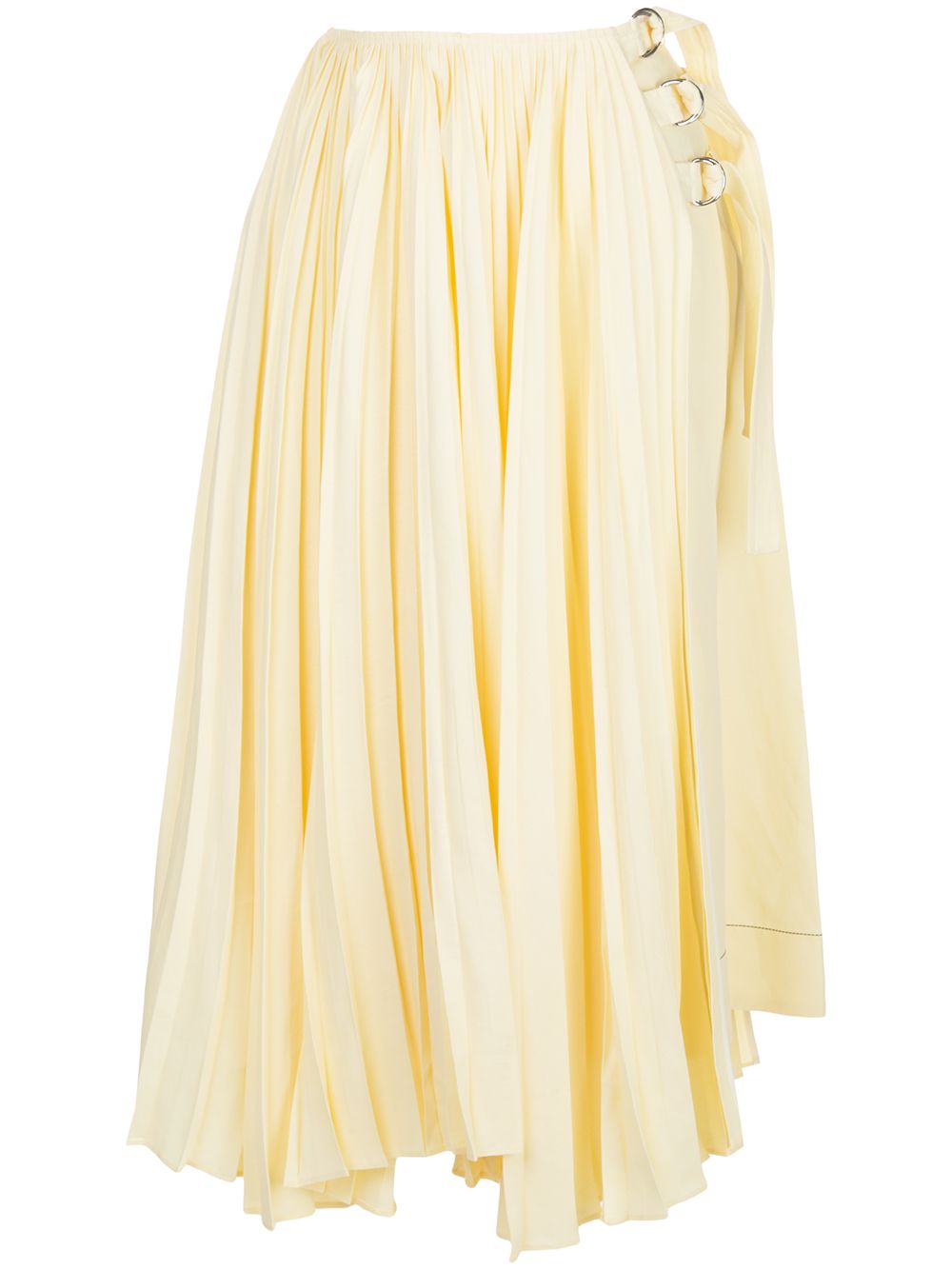 Asymmetric pleated side buckle skirt