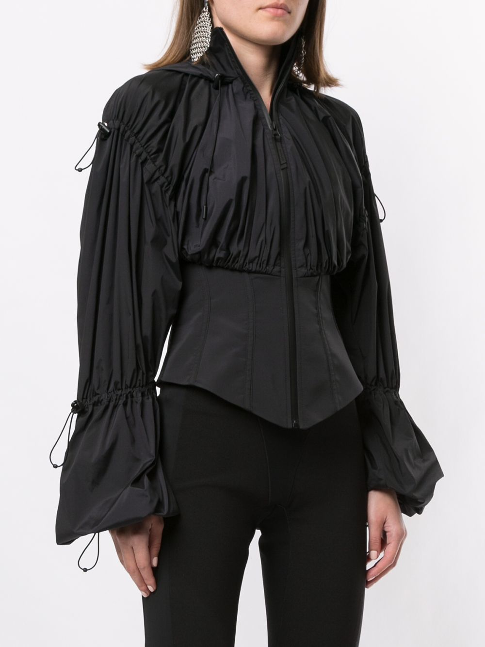 фото Mugler corseted-waist drawstring taffeta jacket