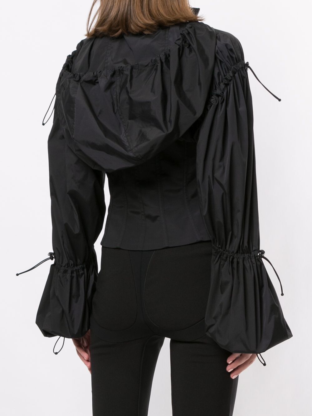 фото Mugler corseted-waist drawstring taffeta jacket