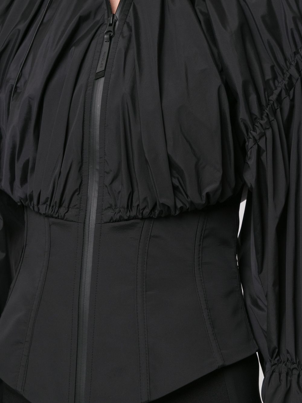 фото Mugler corseted-waist drawstring taffeta jacket