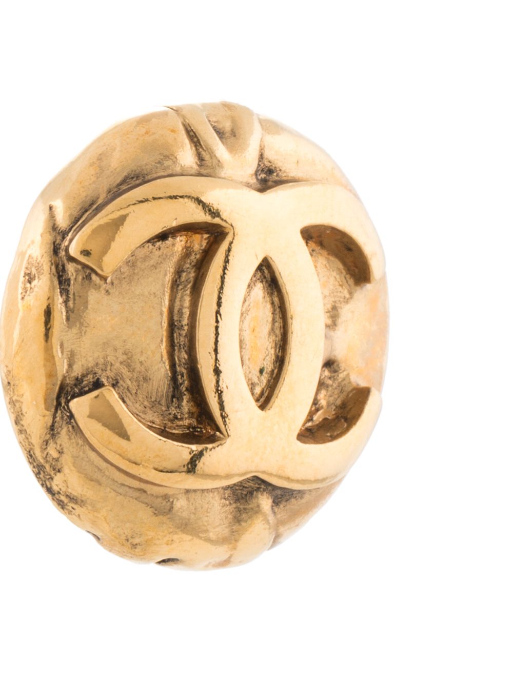 Pre-owned Chanel 1996s Cc Logo Button Earrings In Gold