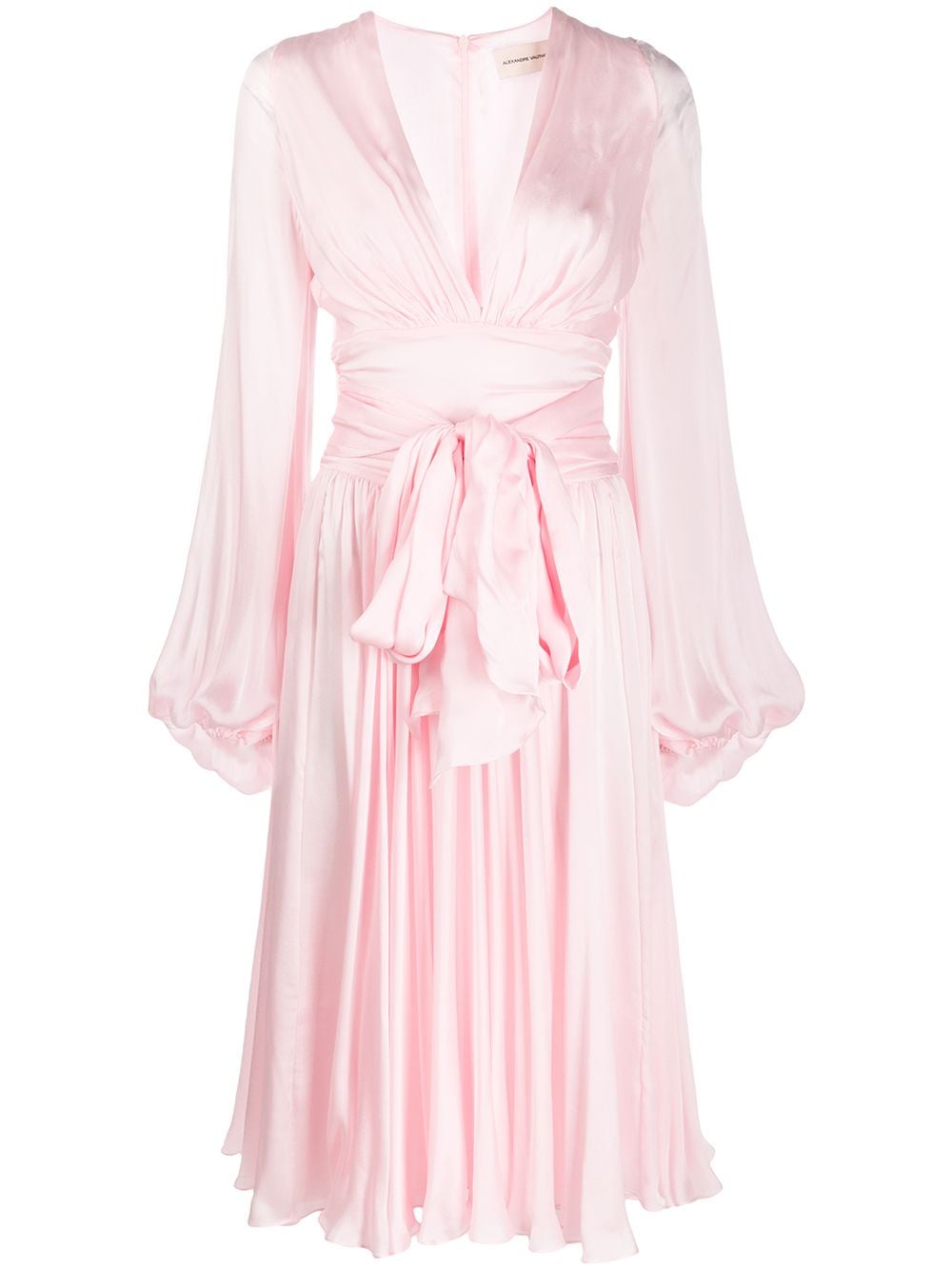 Alexandre Vauthier Silk Bow Detail Midi Dress In Pink